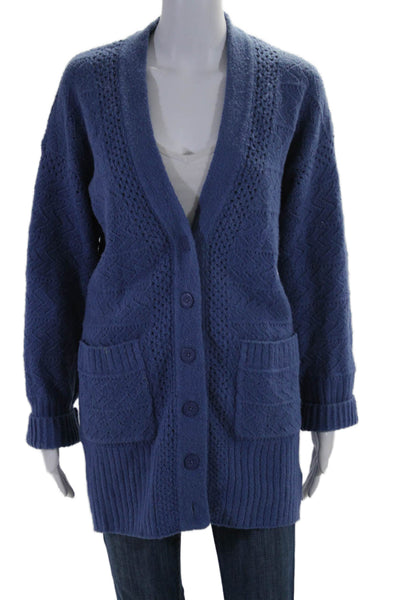 Joie Womens Long Sleeve Button Down Thick Knit Cardigan Sweater Blue 2XS