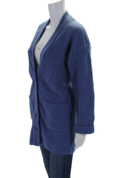 Joie Womens Long Sleeve Button Down Thick Knit Cardigan Sweater Blue 2XS