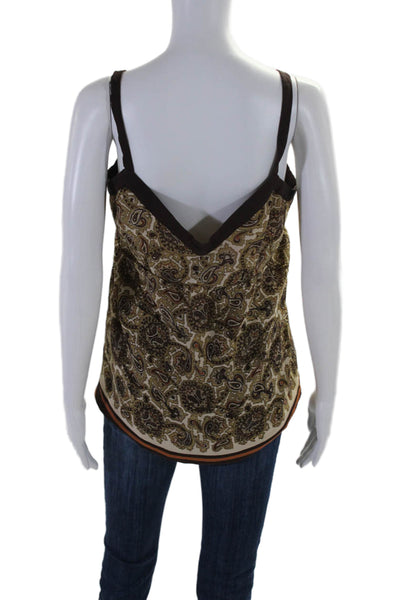 Michael Michael Kors Womens Abstract Print Sleeveless Blouse Silk Brown Large