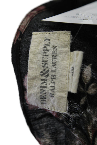 Denim & Supply By Ralph Lauren Womens Long Sleeve Floral Print Top Black Medium
