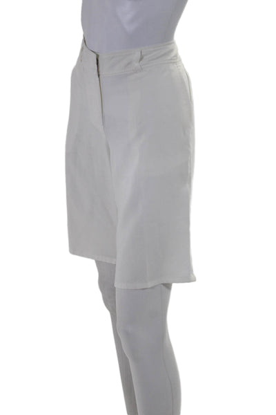 Eileen Fisher Women's Flat Front Pockets Bermuda Short Cream Size S