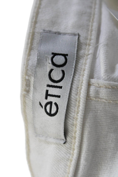 Etica Women's High Waist Five Pockets Straight Leg Denim Pants White Size 30