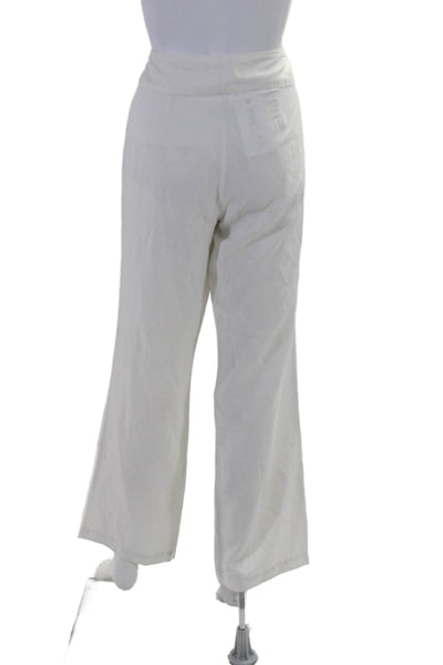 Eileen Fisher Women's Hook Closure Flat Front Wide Leg Linen Pants White Size 6