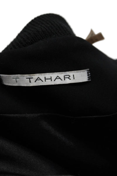 T Tahari Womens Two Pocket Round Neck Long Sleeve Zip Up Jacket Black Size 2