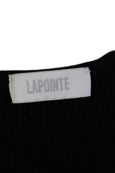 LaPointe Womens Ribbed Long Sleeves Sweater Dress Black Size Extra Small