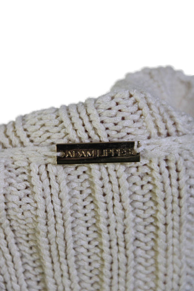 Adam Lippes Womens Silk Ribbed Crew Neck Long Sleeves Sweater White Size Small