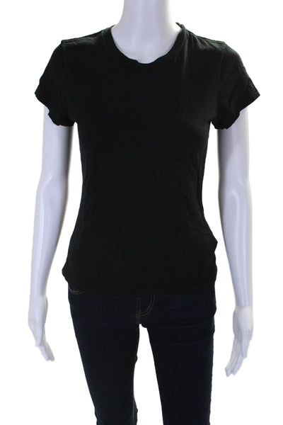 Re/Done Womens Short Sleeve Crew Neck Tee Shirt Black Cotton Size Small