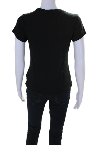 Re/Done Womens Short Sleeve Crew Neck Tee Shirt Black Cotton Size Small