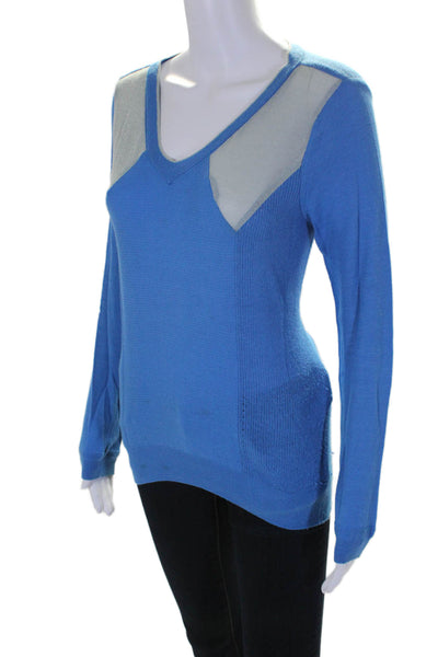 O'2nd X Barneys New York Womens Blue V-neck Long Sleeve Sweater Top Size S