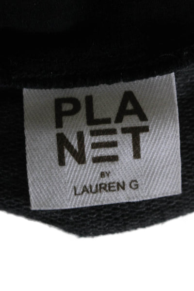 Planet by Lauren G Womens Cotton Cropped Raw Hem Hoodie Gray Size 1