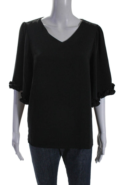 Joseph Ribkoff Womens Half Sleeve V Neck Oversized Blouse Top Black Size 8