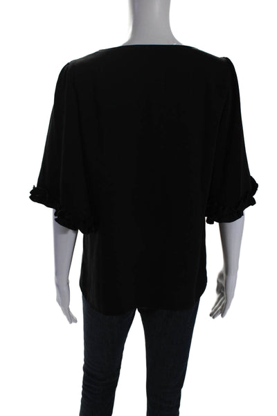 Joseph Ribkoff Womens Half Sleeve V Neck Oversized Blouse Top Black Size 8