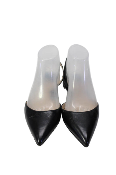 Paul Andrew Womens Leather Pointed Toe Slingbacks Flats Black Size 38.5 8.5