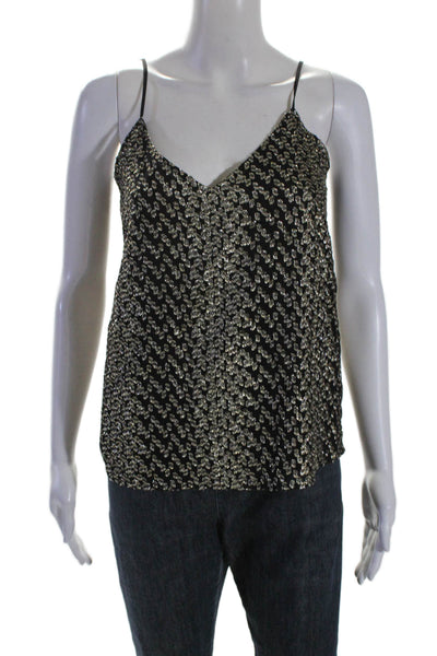 Equipment Femme Womens Silk Metallic Spotted Print Camisole Black Gold Size S