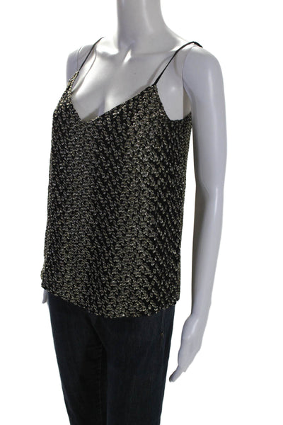 Equipment Femme Womens Silk Metallic Spotted Print Camisole Black Gold Size S