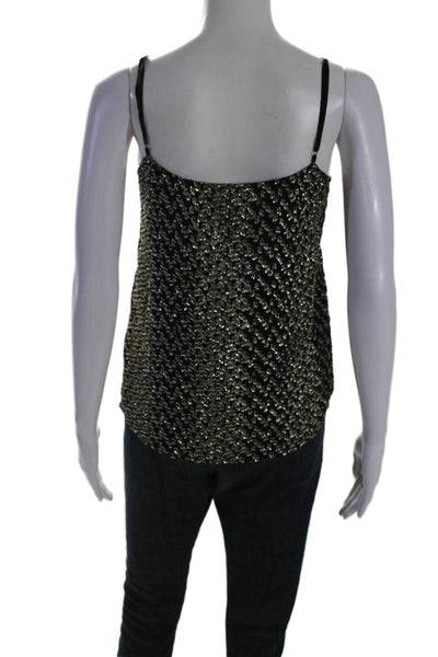 Equipment Femme Womens Silk Metallic Spotted Print Camisole Black Gold Size S