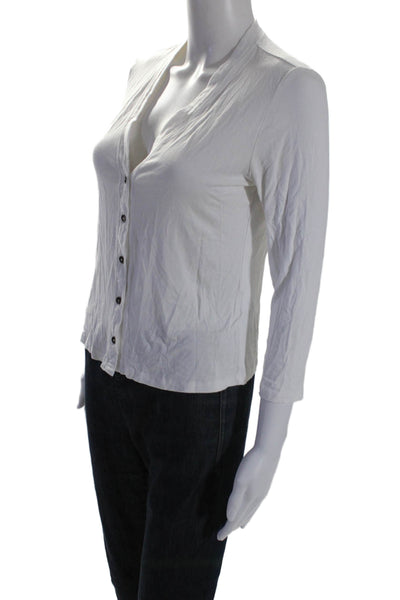 L'Agence Womens Jersey 3/4 Sleeve V-Neck Button Down Cardigan White Size S