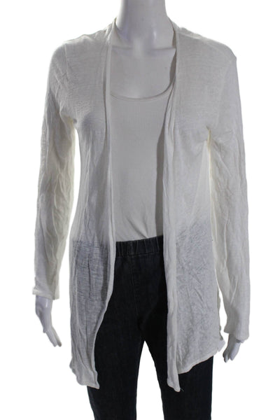 Majestic Filatures Womens Long Sleeve Open Lightweight Cardigan White Size 2