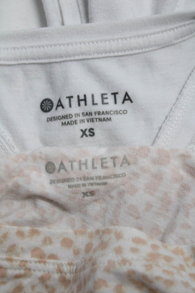 Athleta Womens Tank Top Orange Printed Crew Neck Tee Top Size S XS lot 2