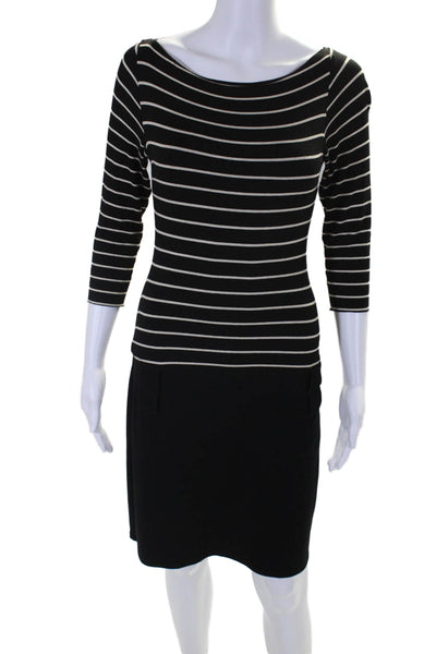Bailey 44 Womens 3/4 Sleeve Scoop Neck Striped Dress Black White Size Small