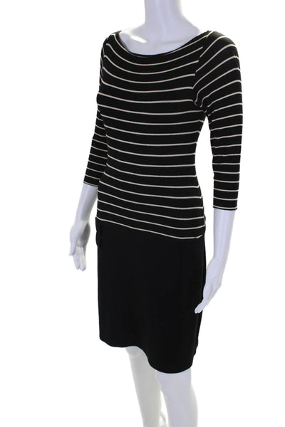 Bailey 44 Womens 3/4 Sleeve Scoop Neck Striped Dress Black White Size Small