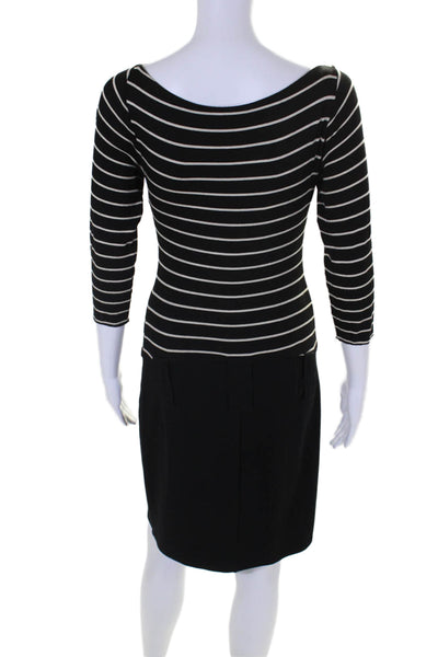 Bailey 44 Womens 3/4 Sleeve Scoop Neck Striped Dress Black White Size Small