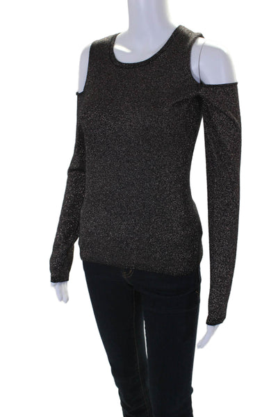 Christopher Fischer Womens Cold Shoulder Lurex Cashmere Sweater Black Size Small