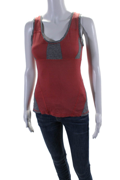 Lululemon Womens Striped Scoop Neck Athletic Tank Top Red Gray Size S