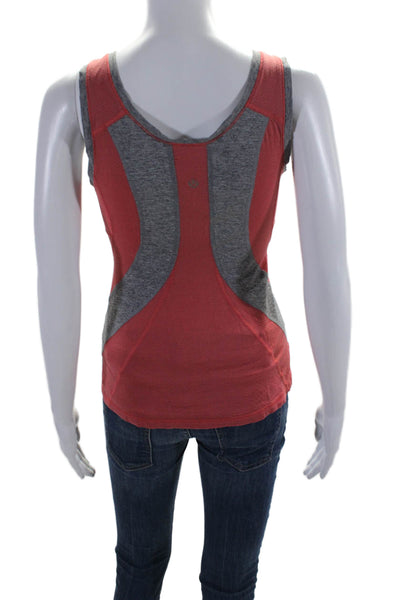 Lululemon Womens Striped Scoop Neck Athletic Tank Top Red Gray Size S