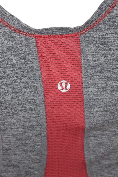 Lululemon Womens Striped Scoop Neck Athletic Tank Top Red Gray Size S