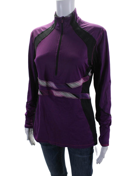 Lululemon Womens Half Zip Striped Trim Pullover Jacket Purple Size 10