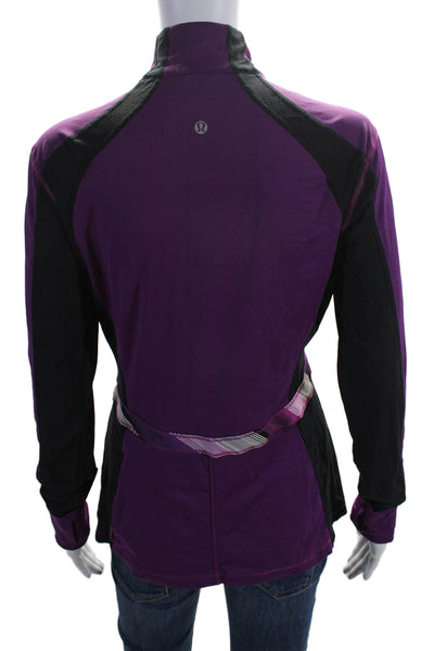 Lululemon Womens Half Zip Striped Trim Pullover Jacket Purple Size 10