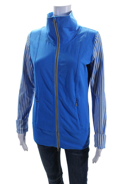 Lululemon Womens Double Zip Striped Athletic Jacket Blue Size 6