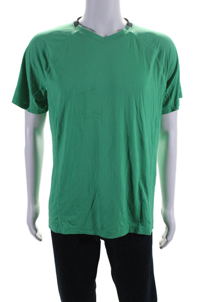 Lululemon Mens Short Sleeve V Neck Athletic T shirt Green Size M