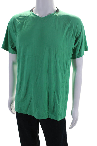 Lululemon Mens Short Sleeve V Neck Athletic T shirt Green Size M