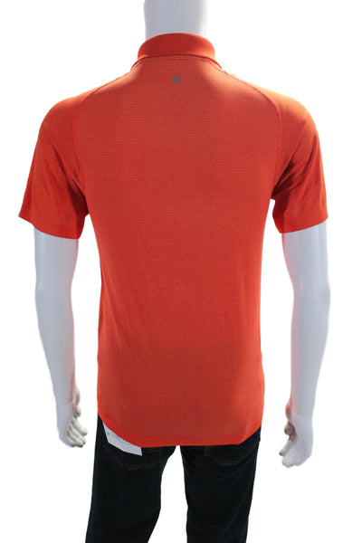 Lululemon Mens Short Sleeve Collared Button Up Polo Shirt Orange Size S