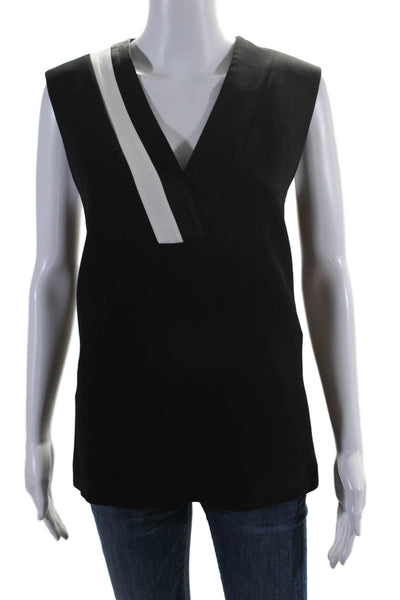 Rag & Bone Women's V-Neck Sleeveless Slit Hem Blouse Black Size M