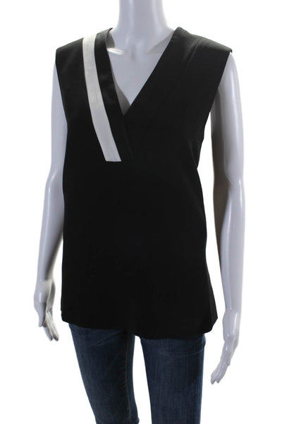 Rag & Bone Women's V-Neck Sleeveless Slit Hem Blouse Black Size M