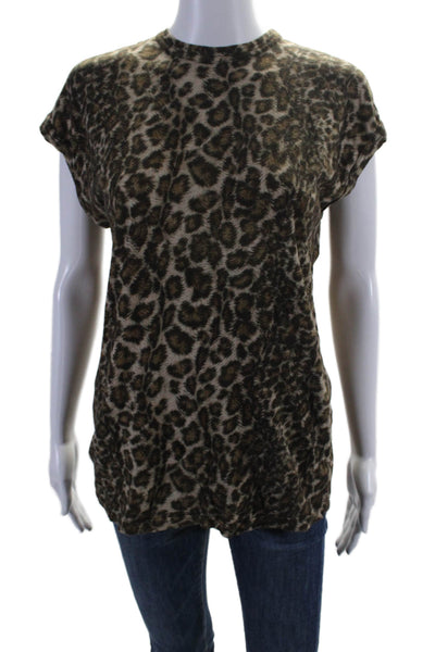 Helmut Lang Women's Round Neck Sleeveless Animal Print Basic T-Shirt Size XS