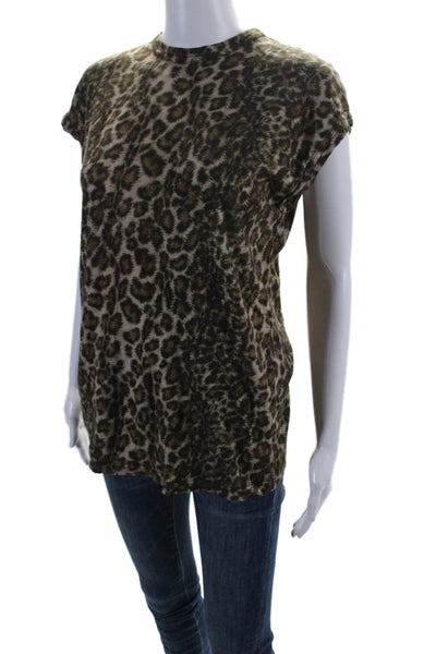 Helmut Lang Women's Round Neck Sleeveless Animal Print Basic T-Shirt Size XS