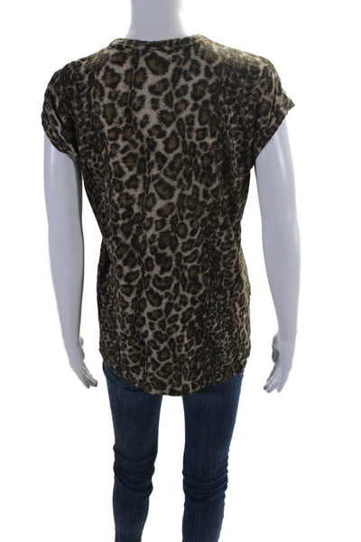 Helmut Lang Women's Round Neck Sleeveless Animal Print Basic T-Shirt Size XS