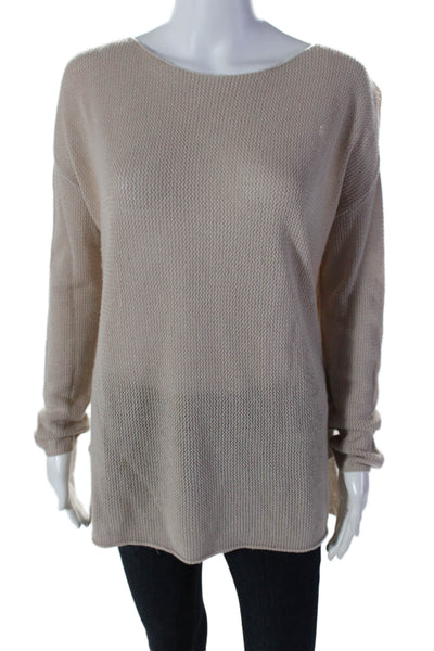 Joie Womens Long Sleeve Raw Hem Pullover Sweater Top Beige Size M