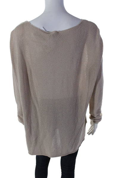 Joie Womens Long Sleeve Raw Hem Pullover Sweater Top Beige Size M