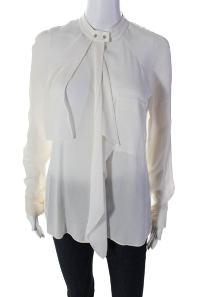 ALC Womens Silk Long Sleeve Button Tie Front Sheer Blouse White Size XS