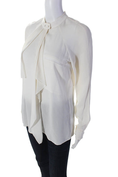 ALC Womens Silk Long Sleeve Button Tie Front Sheer Blouse White Size XS