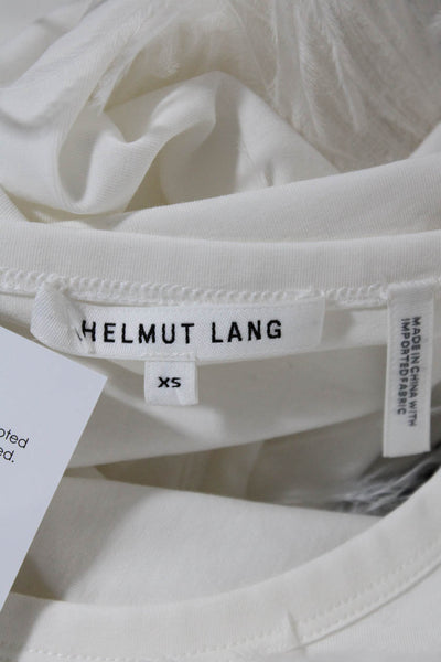 Helmut Lang Womens Cotton Sleeveless Feather Round Neck Tank White Size XS