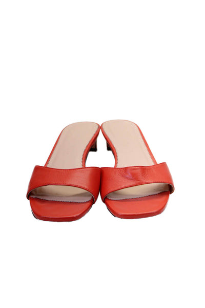 J Crew Womens Leather Slide On Low Heel Casual Sandals Red Size 8.5