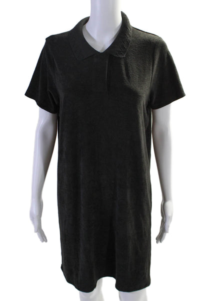 Goldie Women's Collared Short Sleeves Mini T-Shirt Dress Black Size L