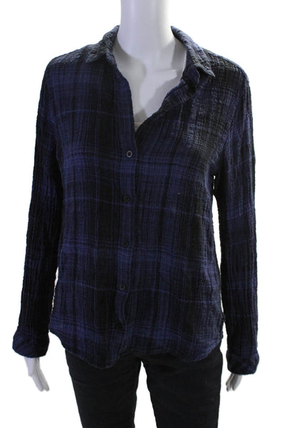 Bella Dahl Women's Collared Long Sleeves Button Down Plaid Shirt Size S