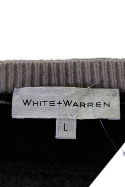 White + Warren Women's Round Neck Long Sleeves Cashmere Sweater Striped Size L